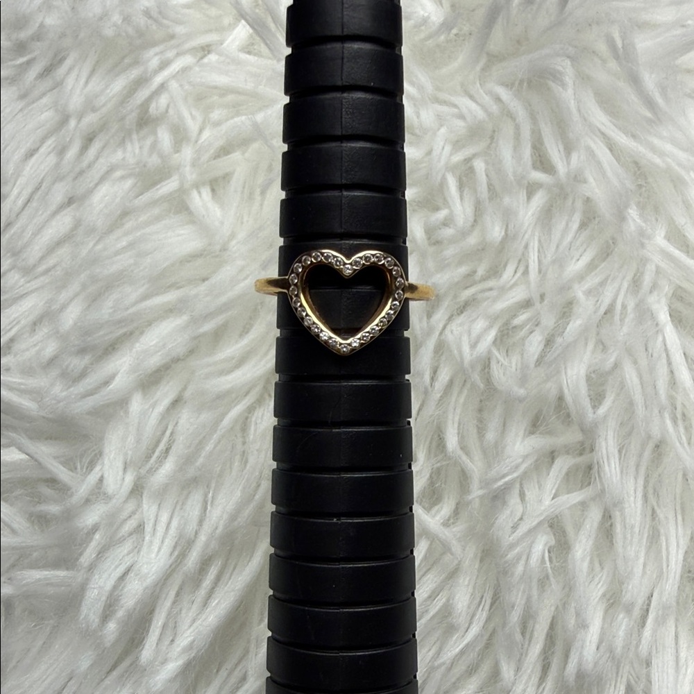 Pandora 14k Gold Heart Ring with Pavé Accent